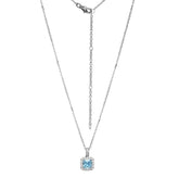Sterling Silver Necklace with One Blue Cubic Zirconia - 20"
